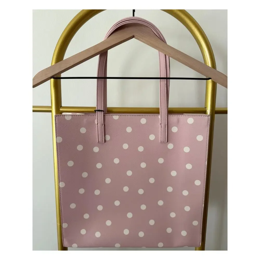 Ted Baker NEW Soocon Pink with Cream Polka Dot Tote